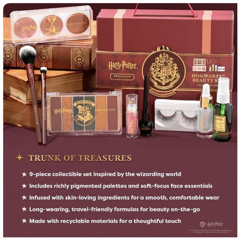 Profusion Cosmetics Harry Potter‎ Holiday - Hogwarts Beauty 9PC Set Trunk NEW